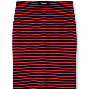 Madewell Red Navy Striped Stretch Skirt Size S